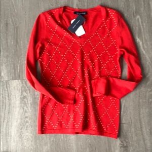 NWT Tommy Hifiger red sweater with gold studs